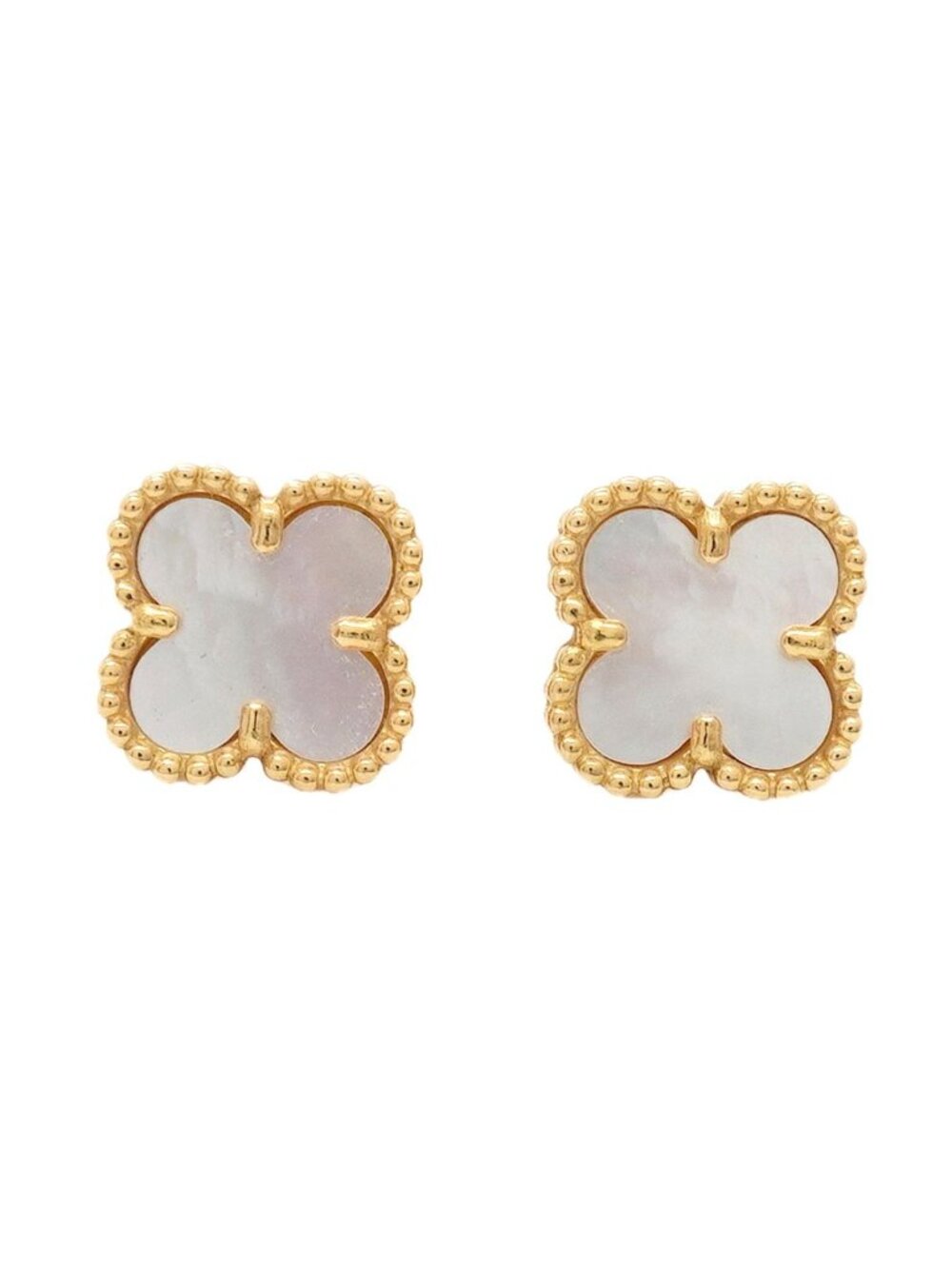 Van Cleef & Arpels Earrings Sweet Alhambra 18K Yellow Gold Mother of Pearl